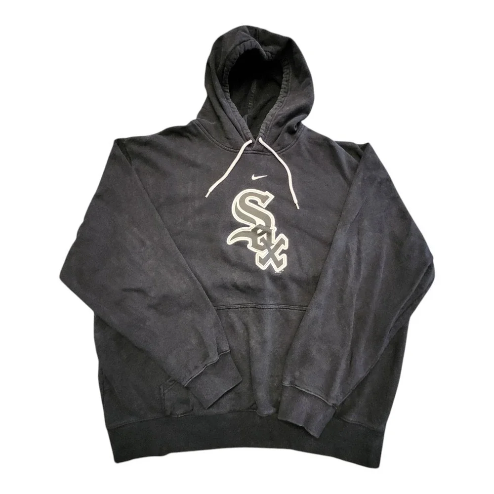 Chicago White Sox Nike Center Swoosh Hoodie Black Sweatshirt XXL Y2K 2000s VTG